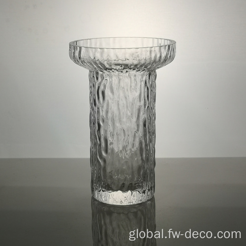 China Tree pattern embossed transparent glass vase for flowers Factory